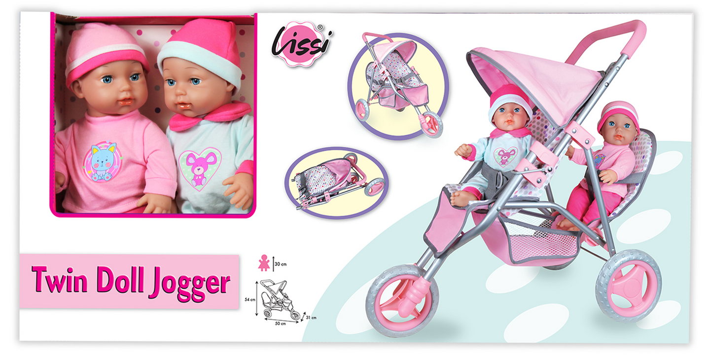 Lissi kaksosnuket 28cm + kaksosrattaat