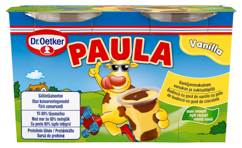 Dr. Oetker Paula Vaniljanmakuinen vanukas ja suklaatäplät 4x125g