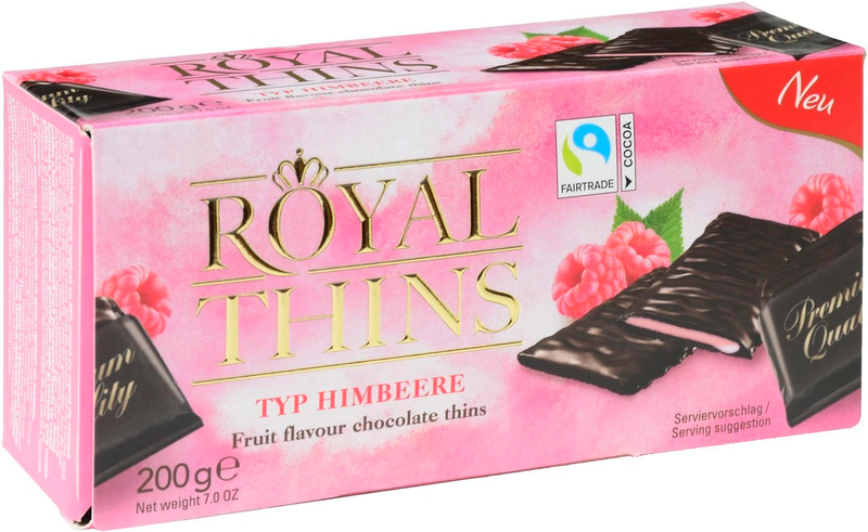 Halloren Royal Thins vadelmatäytteinen tummasuklaa 200g