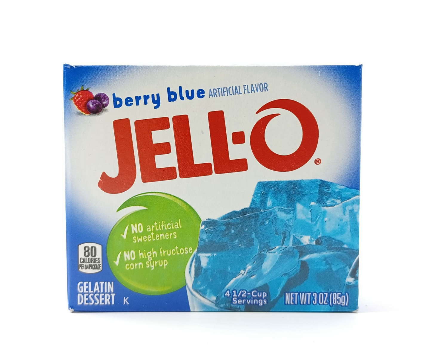 Berry Blue Jell-o vadelmanmakuiset jälkiruoka-ainekset 85g