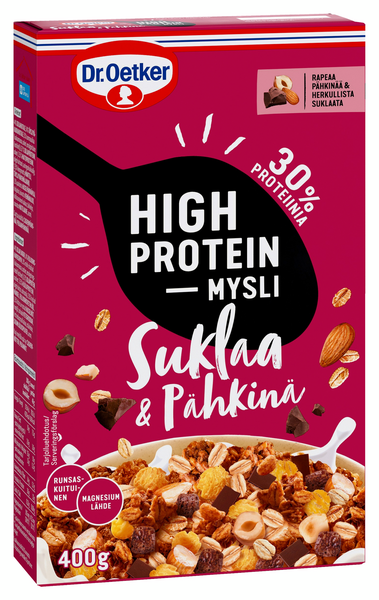Dr Oetker High Protein Suklaa & pähkinä proteiinigranola 400 g