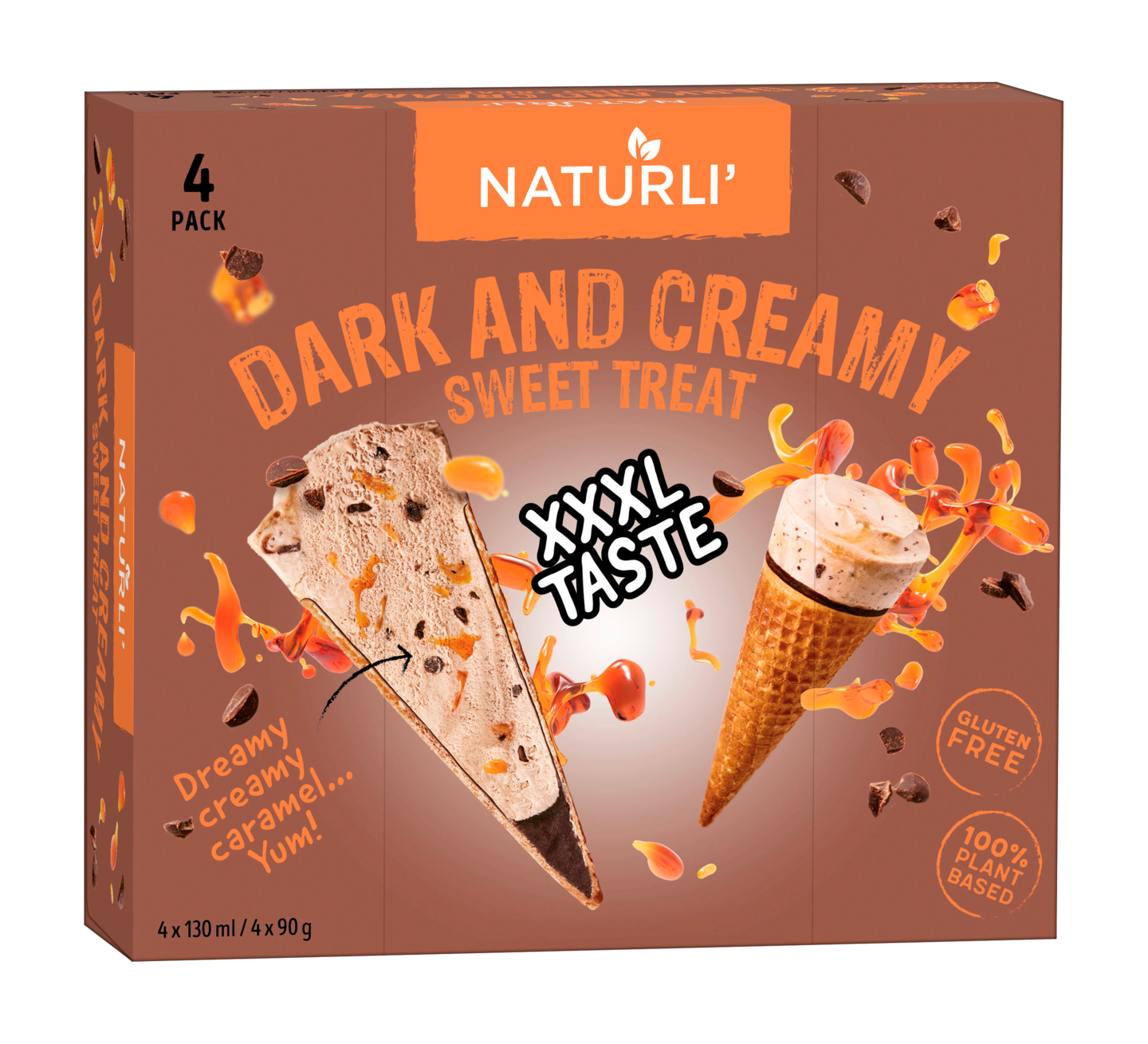 Naturli dark and creamy soft core vegaaninen jäätelö 4x90g