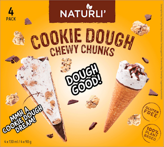 Naturli cookie dough vohveli vegaaninen jäätelö 4x130ml/4x90g