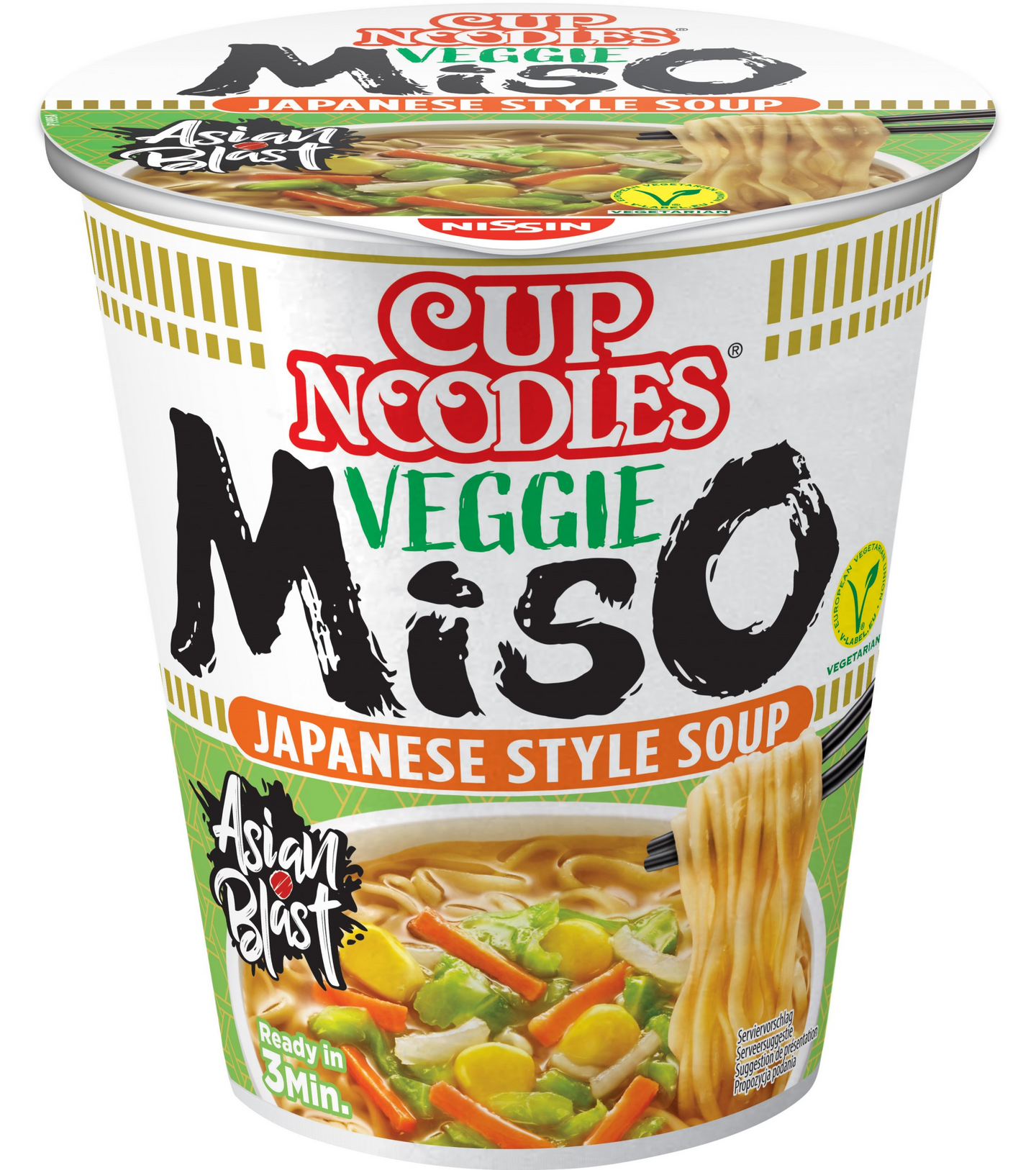 Nissin Cup Noodles Veggie Miso misonmakuinen pikanuudelikeitto 67g