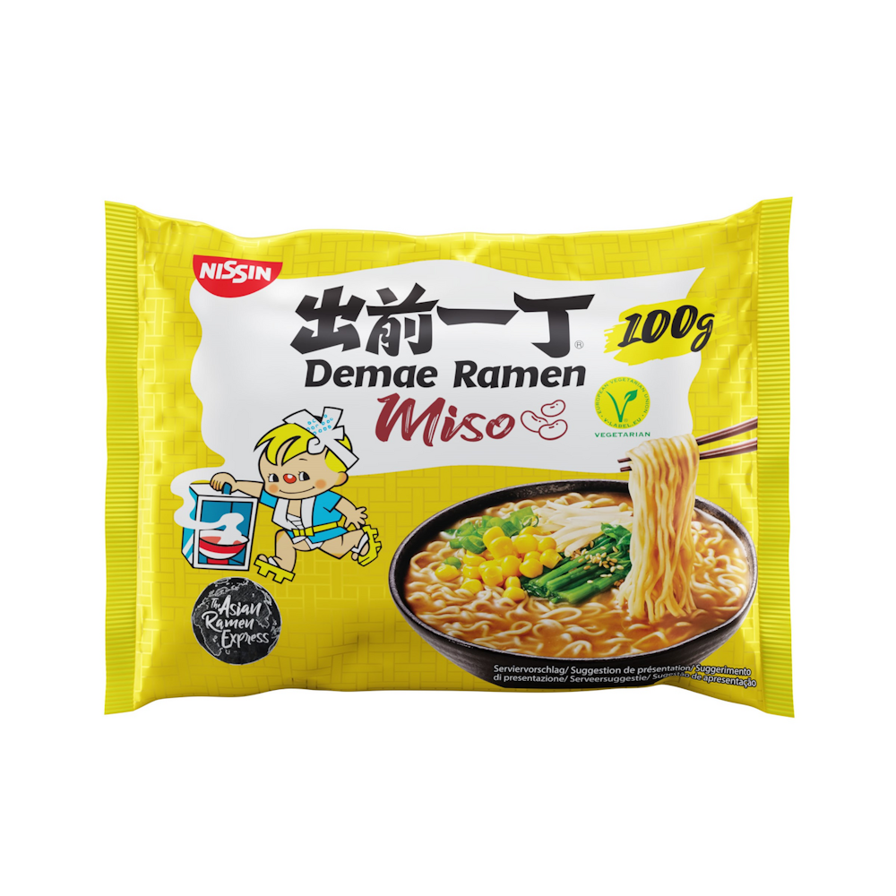 Nissin 100g Demae Ramen Misonmakuinen Ramen Pikanuudelikeitto — Horeca