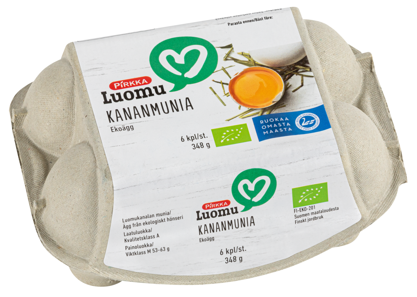 Pirkka Luomu kananmunia 6 kpl/348 g