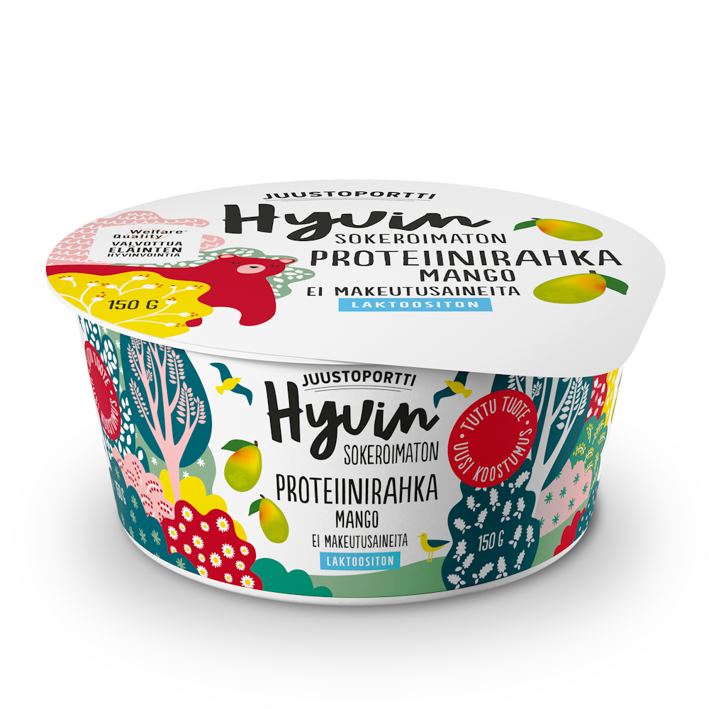 Juustoportti Hyvin sokeroimaton ja makeutusaineeton proteiinirahka 150g  mango laktoositon — HoReCa-tukku Kespro