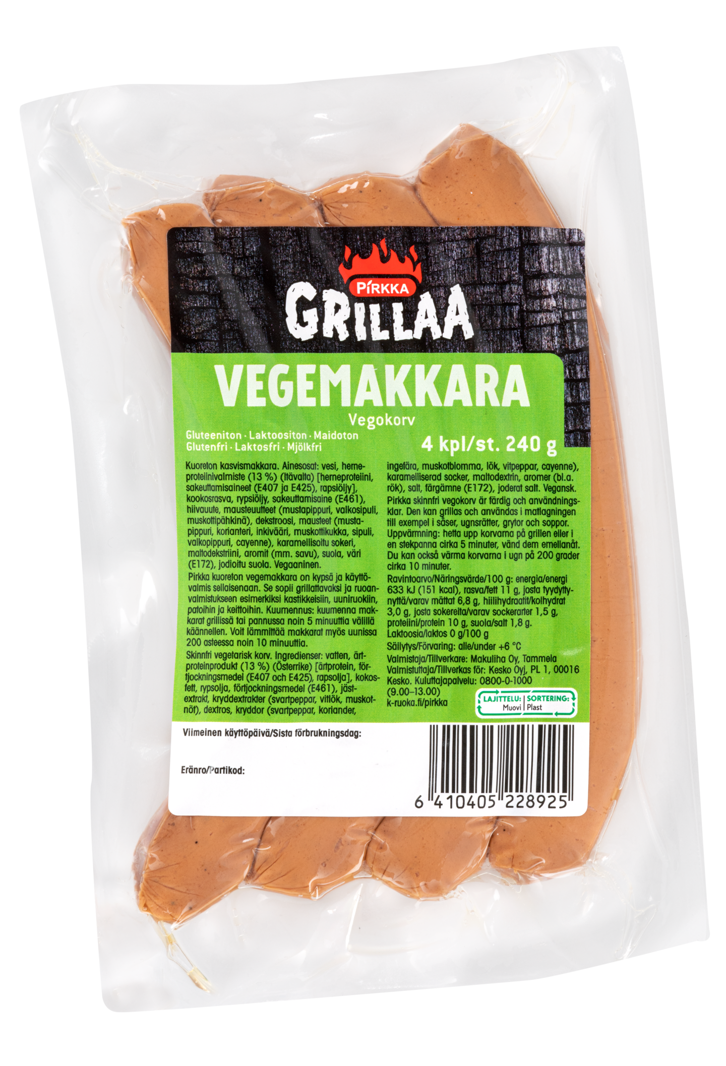 Pirkka vegemakkara 4kpl/240g