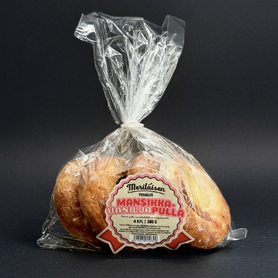 Meriläisen Mansikkavaniljapulla 4 kpl/350g