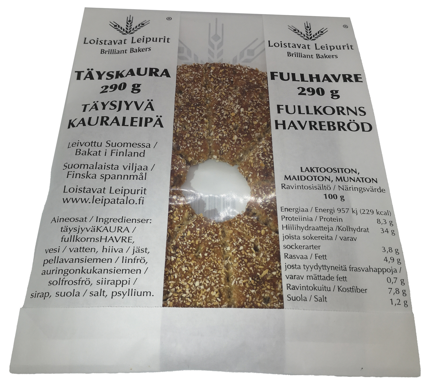 Loistavat Leipurit Täyskauraleipä 290g