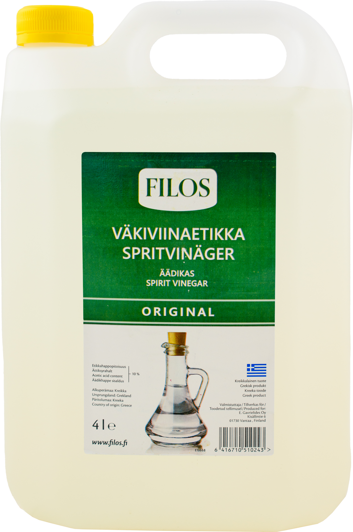 Filos väkiviinaetikka 10% 4l — HoReCa-tukku Kespro