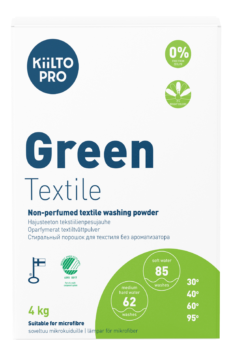 KiiltoPro Green Textile 4kg hajusteeton tekstiilienpesujauhe