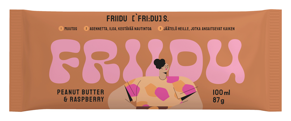 Friidu jäätelöpuikko 87g Peanut Butter and Raspberry 100ml/87g