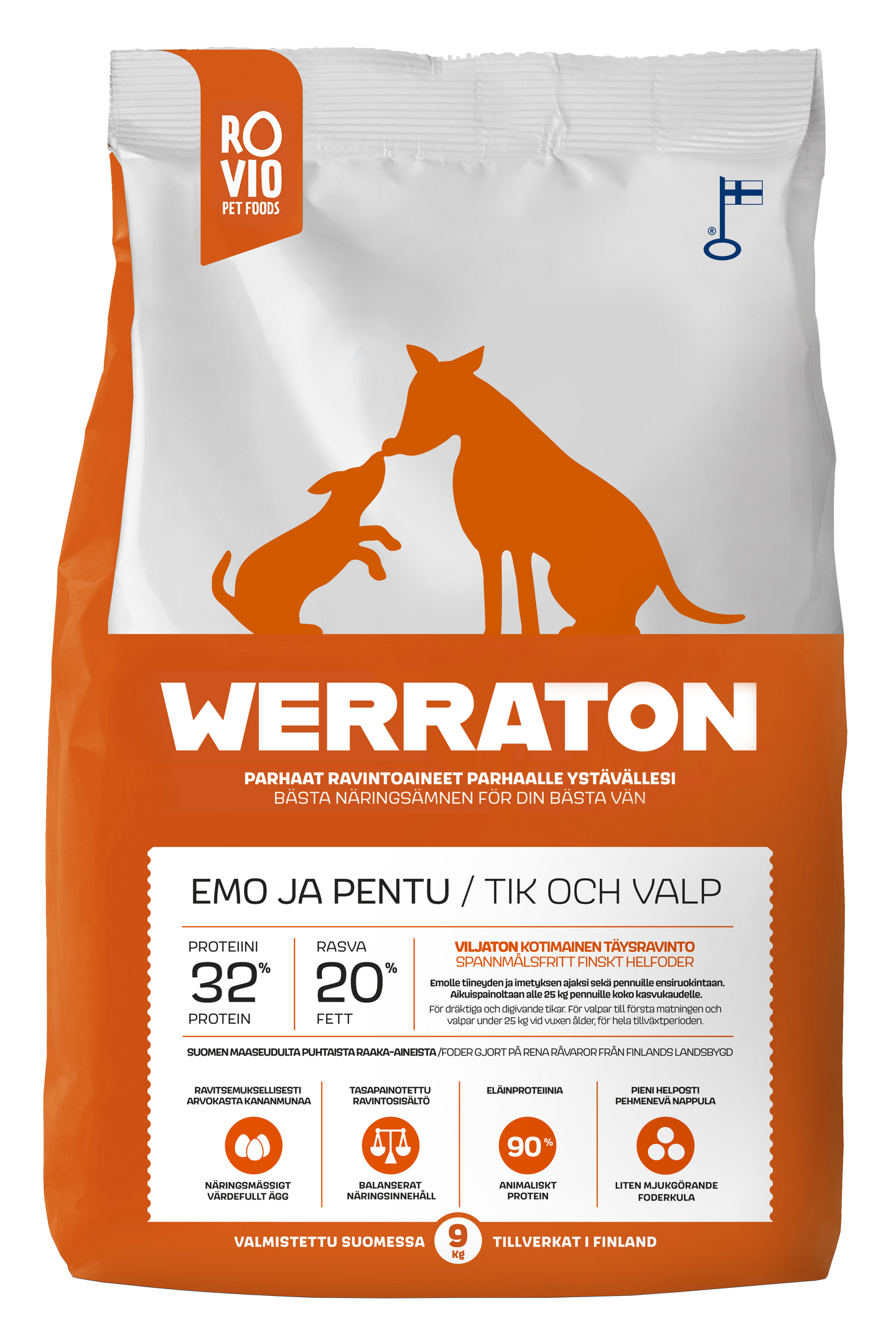 Rovio Pet Foods Werraton Emo ja Pentu koiranruoka 9 kg