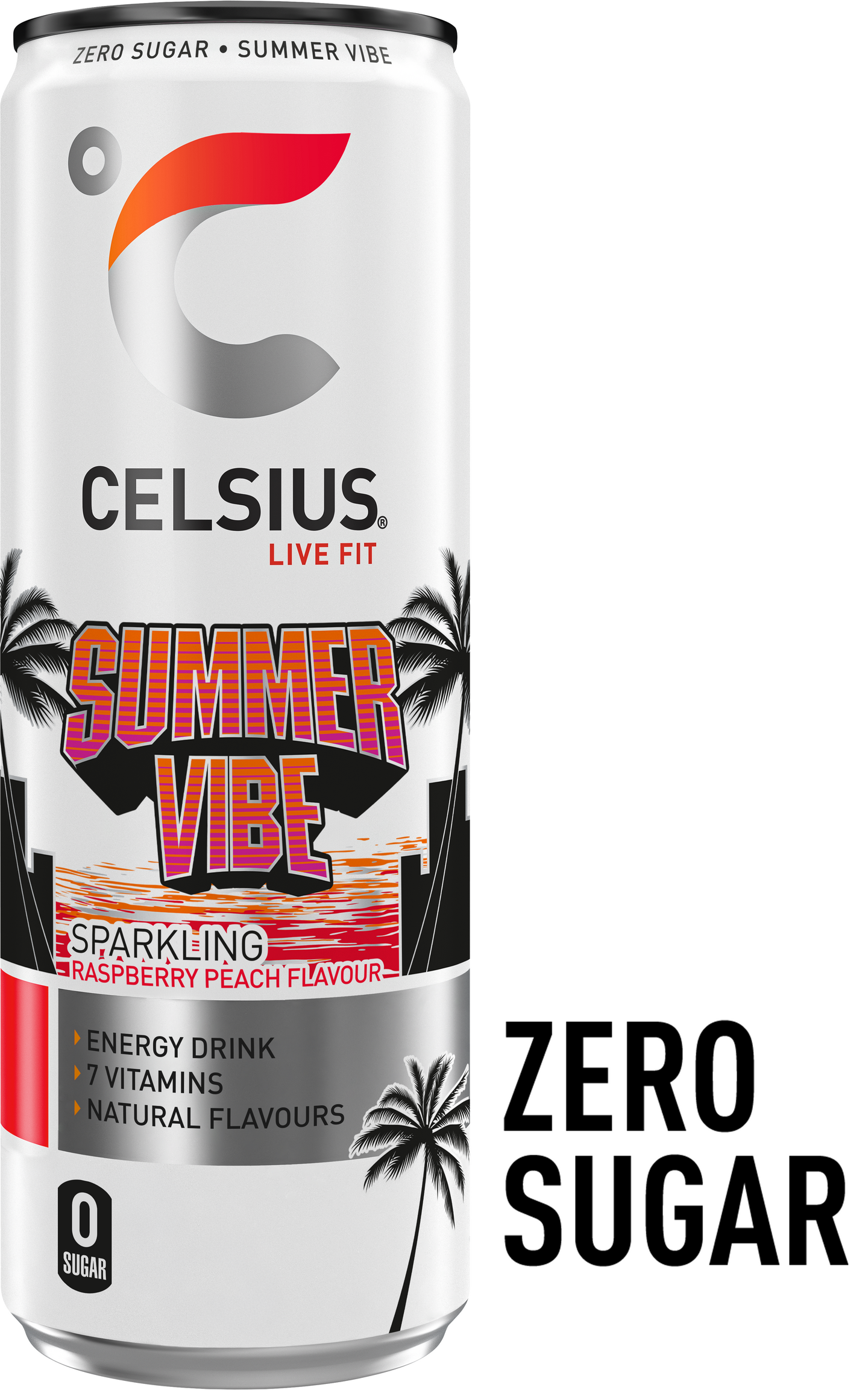 Celsius Summer Vibe Raspberry-Peach energiajuoma 0,355l