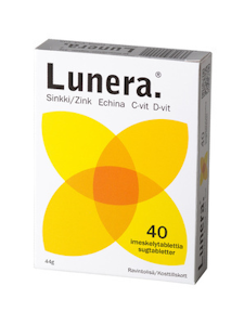 Lunera Sinkki Echina C-vit D-vit aikuisille 40 imeskelytablettia 44g