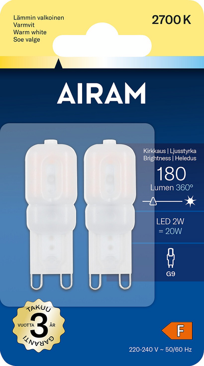 Airam LED PO 827 180lm G9 FR 2BL