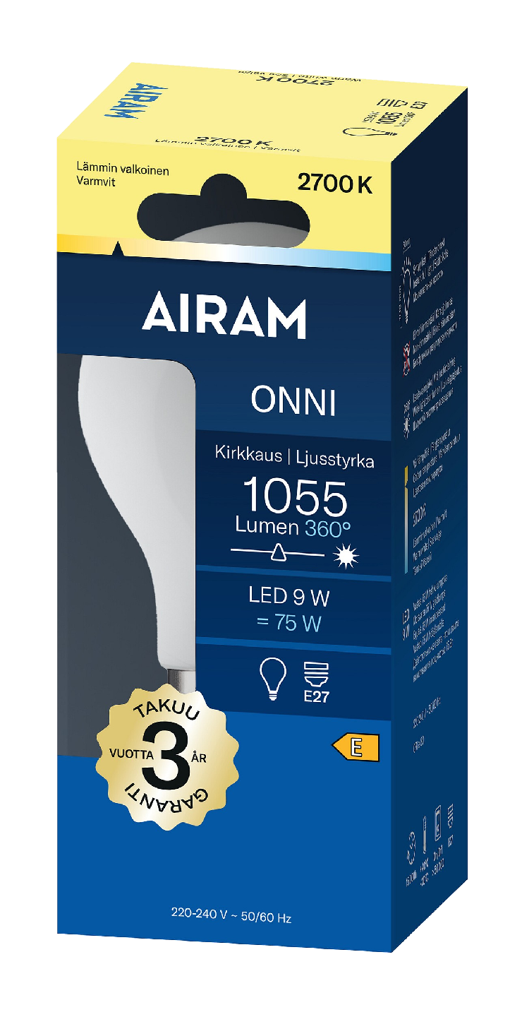 Airam Onni LED vakio E27 2700K 1055lm
