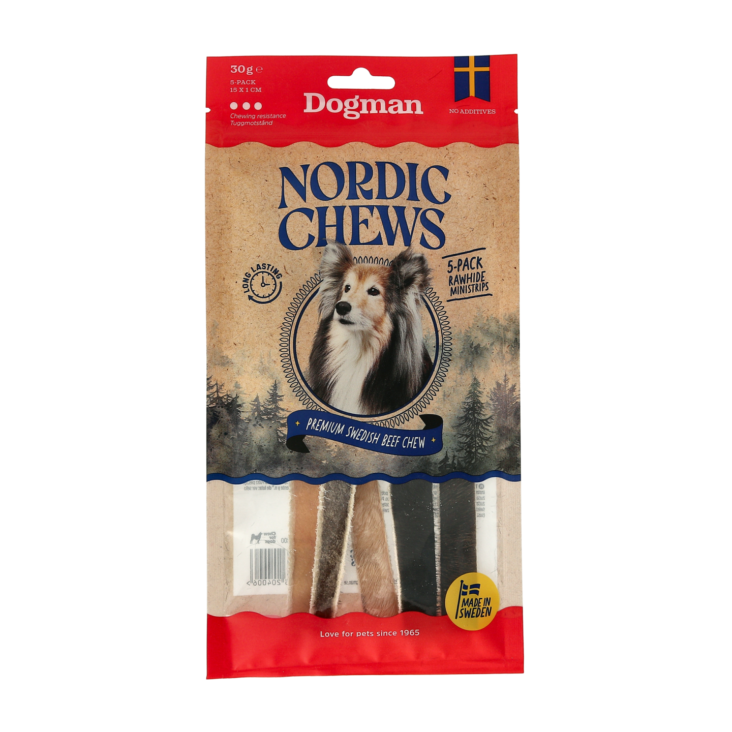 Dogman Nordic Chews puruluu ministrips 15cm 5pack 30g
