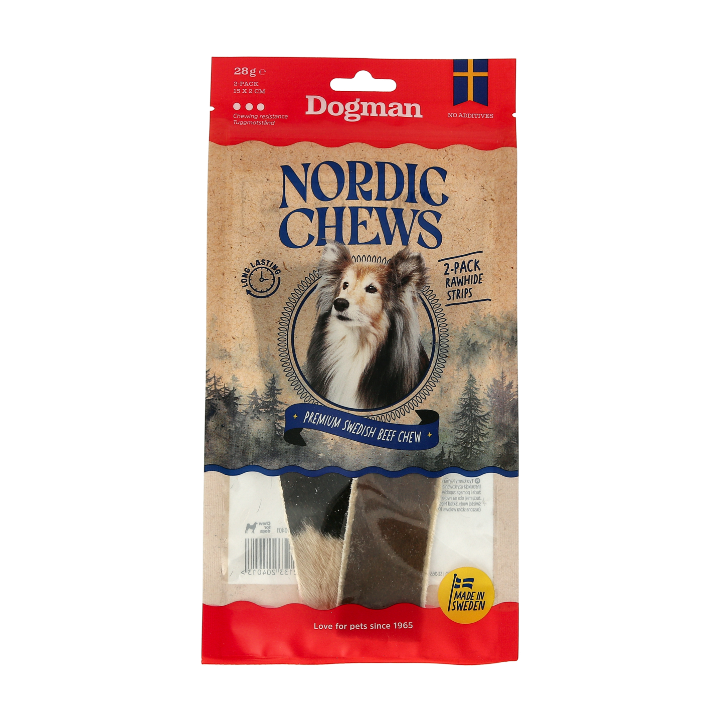 Dogman Nordic  Chews puruluu strips 15cm 2pack 28g