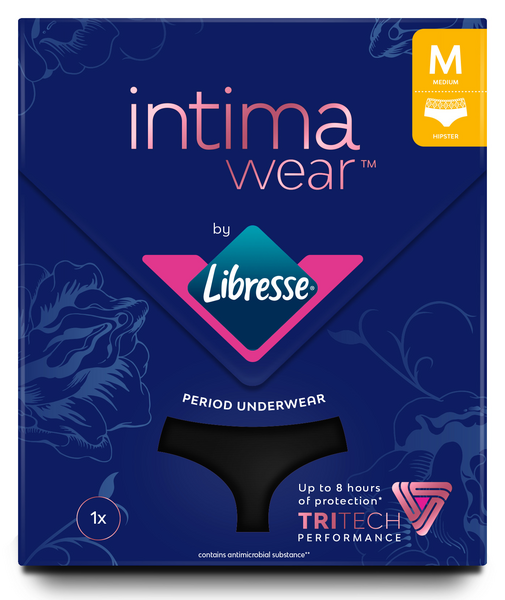 Libresse Intimawear Hipster kuukautisalushousut musta M 1kpl