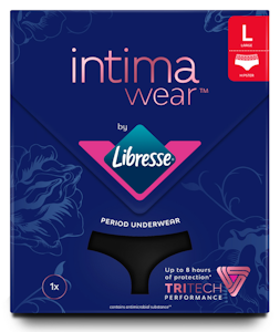 Libresse Intimawear Hipster kuukautisalushousut musta L 1kpl