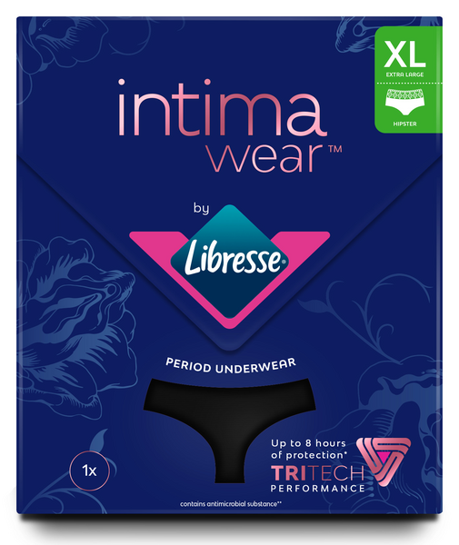 Libresse Intimawear Hipster kuukautisalushousut musta XL 1kpl