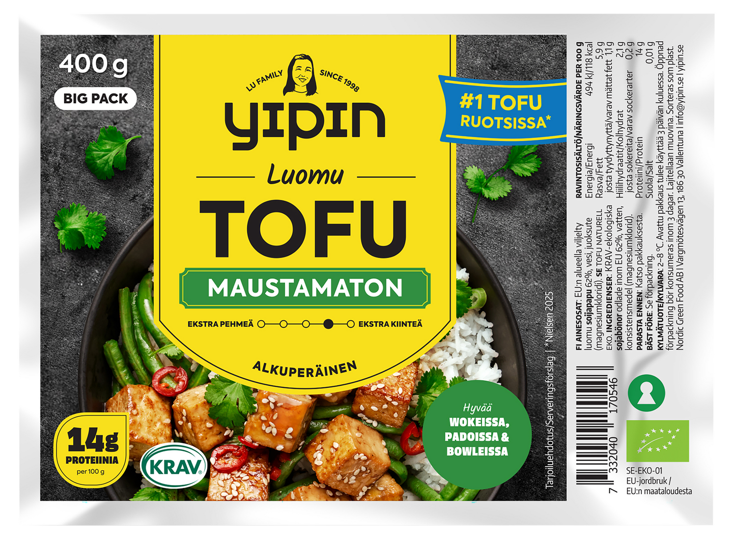 Yipin Tofu maustamaton luomu 400g