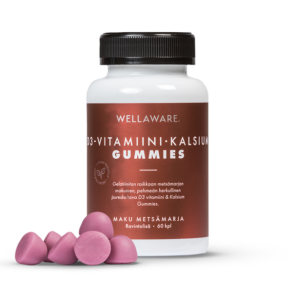WellAware D3-vitamiini+Kalsium Gummies 60kpl