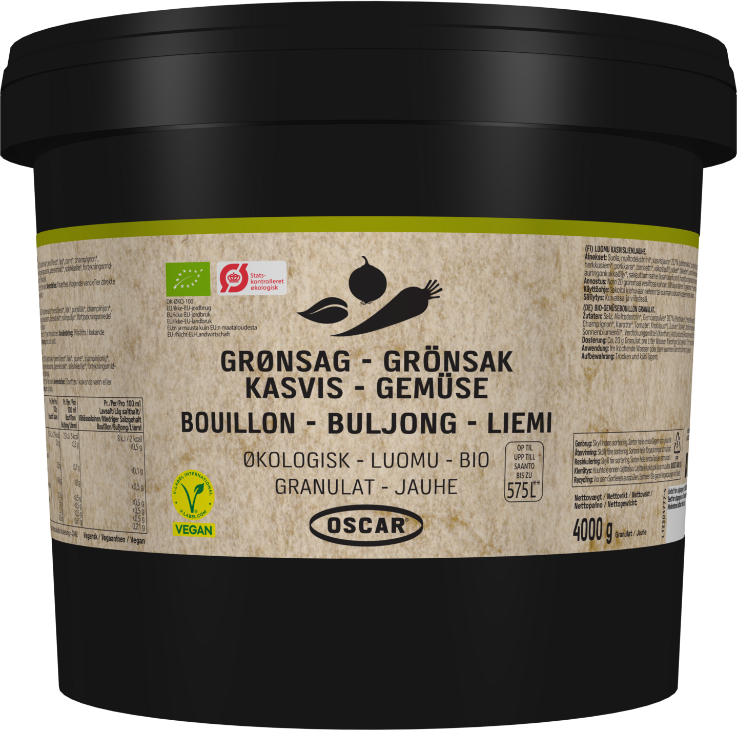 Oscar kasvisliemijauhe 4kg/575l luomu