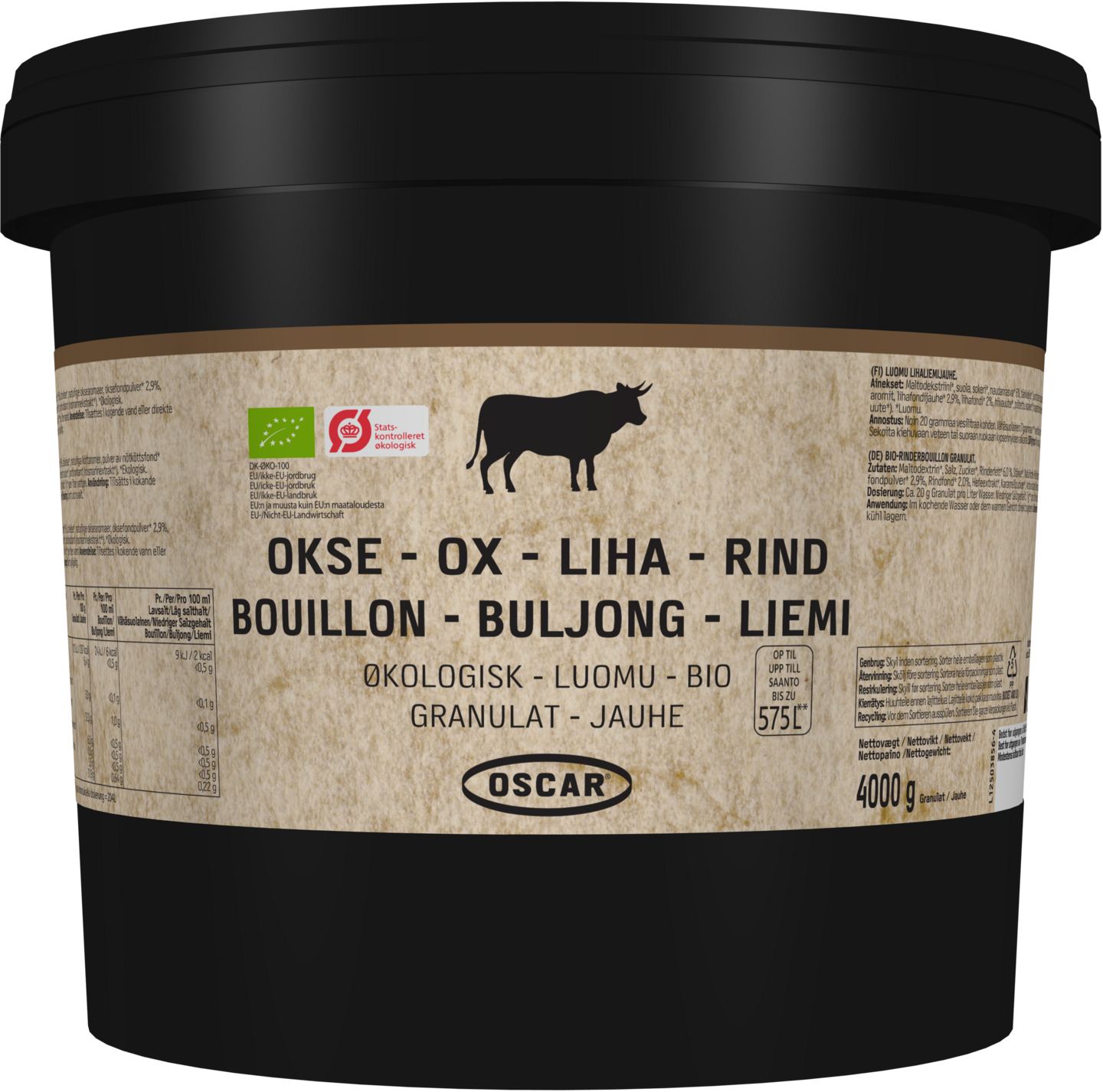 Oscar lihaliemijauhe 4kg/575l luomu