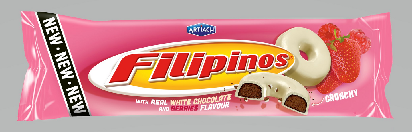 Filipinos White chocolate and berries flavour keksi 128g