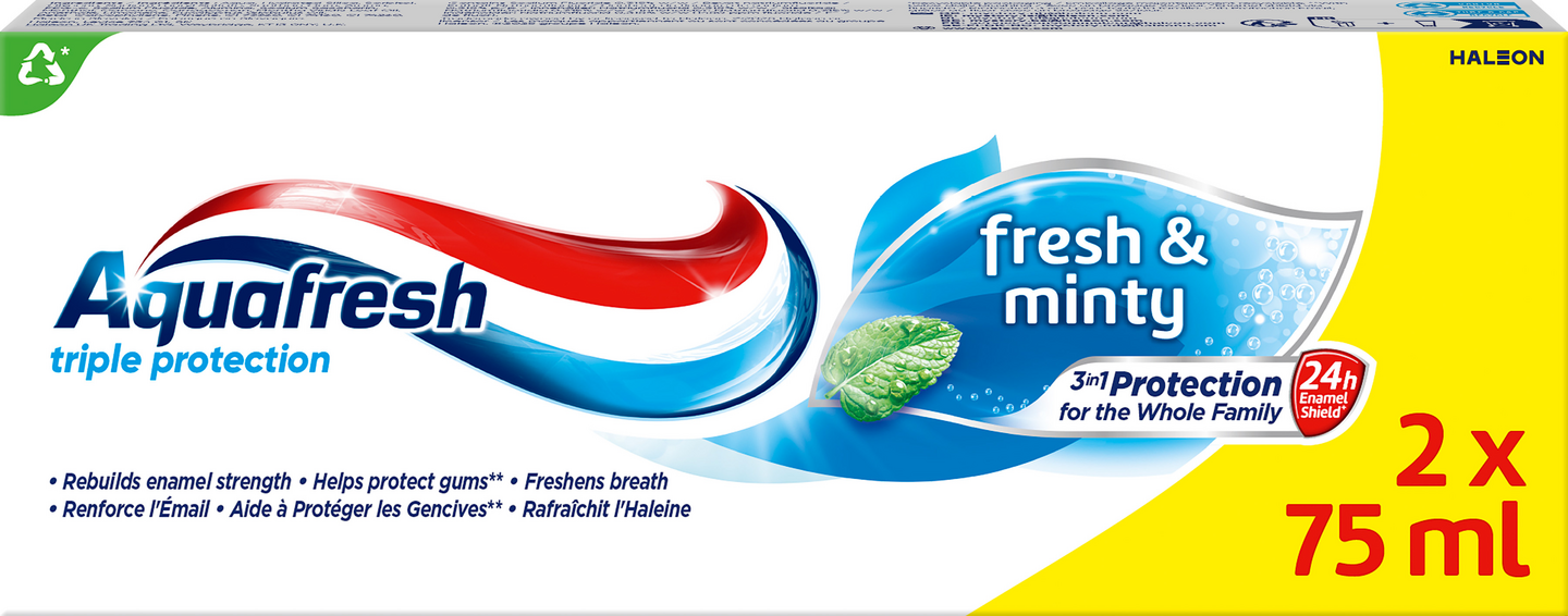 Aquafresh Fresh Mint hammastahna 2x75ml