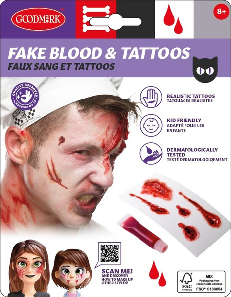 Maskeeraussetti sis. arpitatuointi ja tekoveri