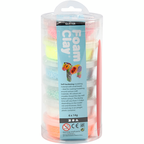 Foam Clay® Helmimassa, pastellivärit, kimalle, 6x14 g/ 1 pkk