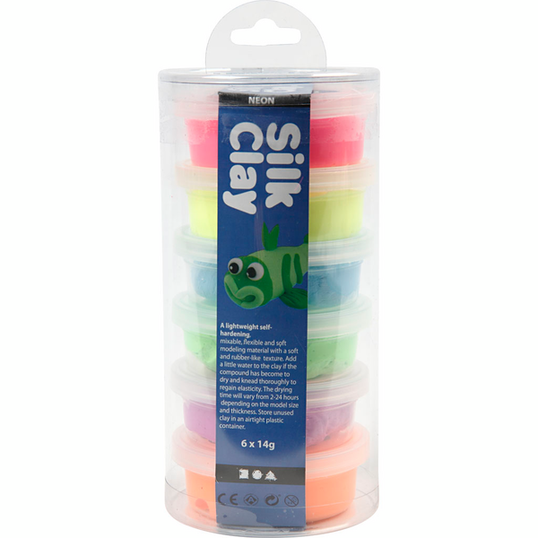 Silk Clay®, neonvärit, 6x14 g/ 1 pkk