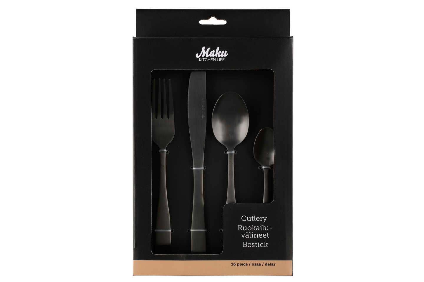 Maku Basic ruokailuvälineet 16 kpl mattamusta