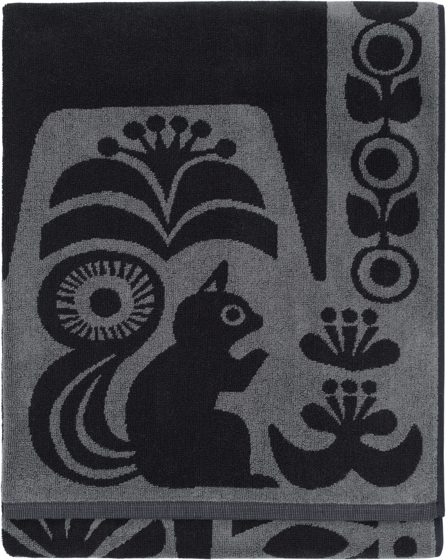 Marimekko Kanteleen kutsu iso kylpypyyhe 82x160 cm musta