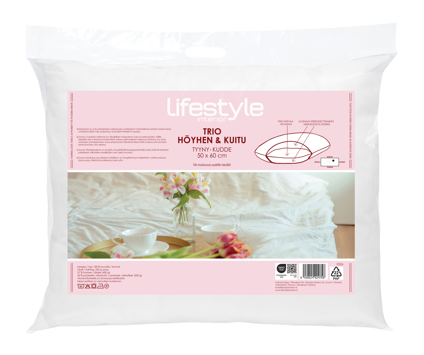 Lifestyle Interior Trio höyhen & kuitu-tyyny 50x60 cm