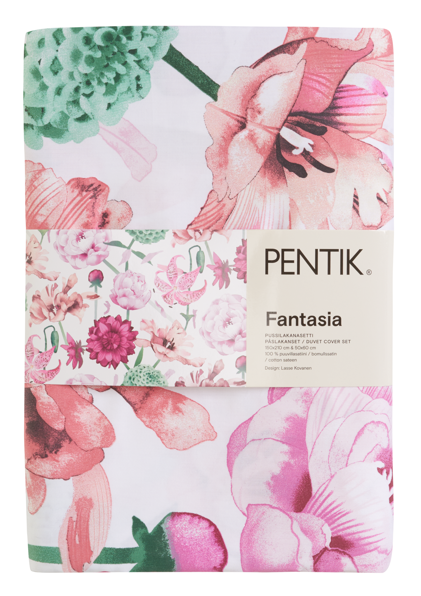 Pentik Fantasia satiinipussilakanasetti 150x210 cm vaaleanpunainen