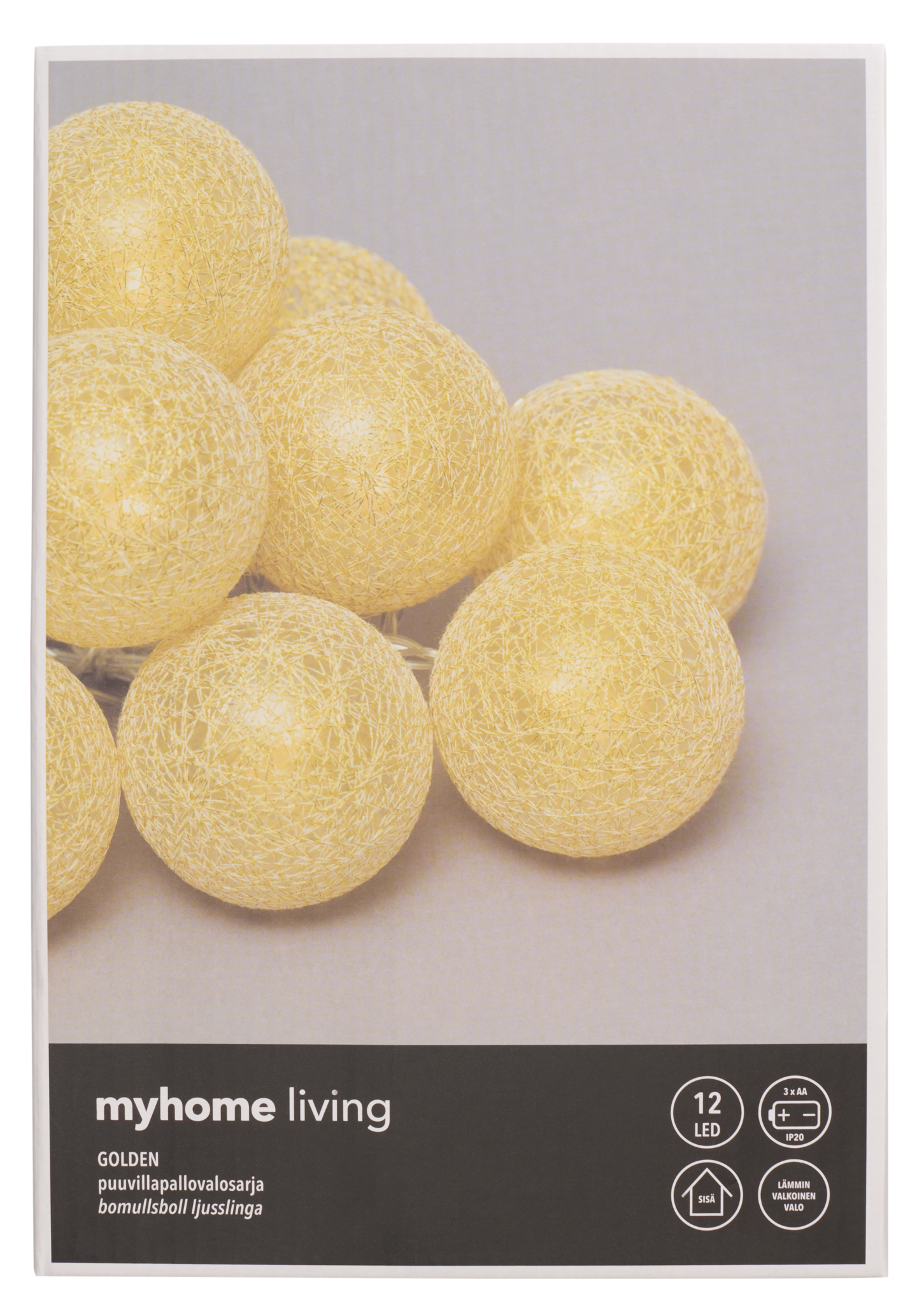 myhome pallovalosarja 6 cm 12 led kulta
