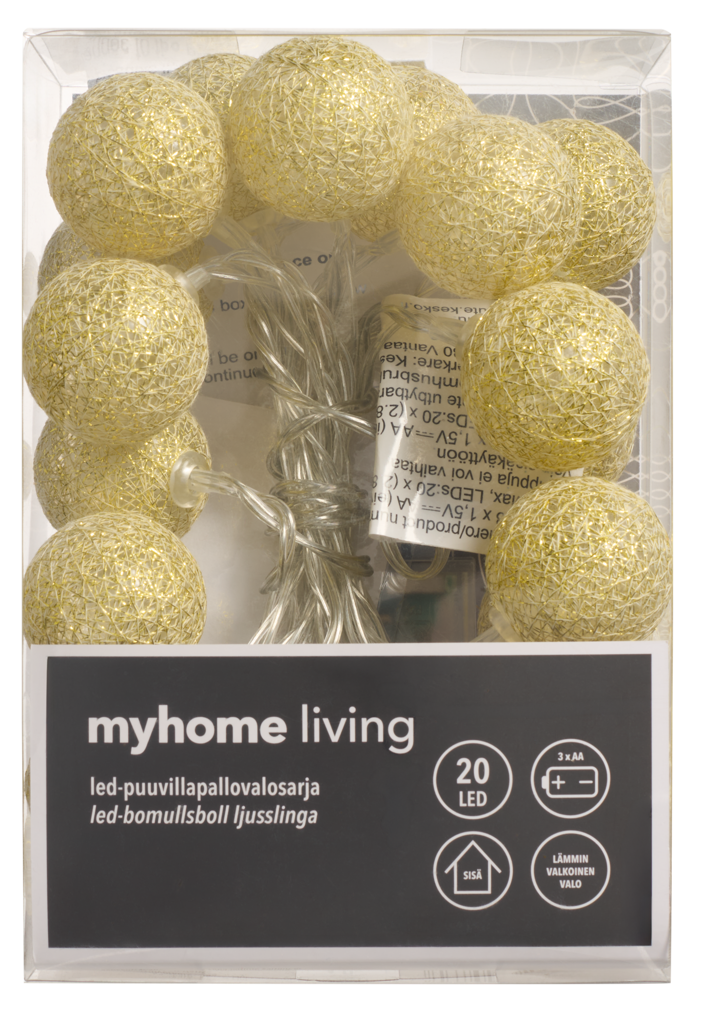 myhome pallovalosarja 3,5 cm 20 led kulta