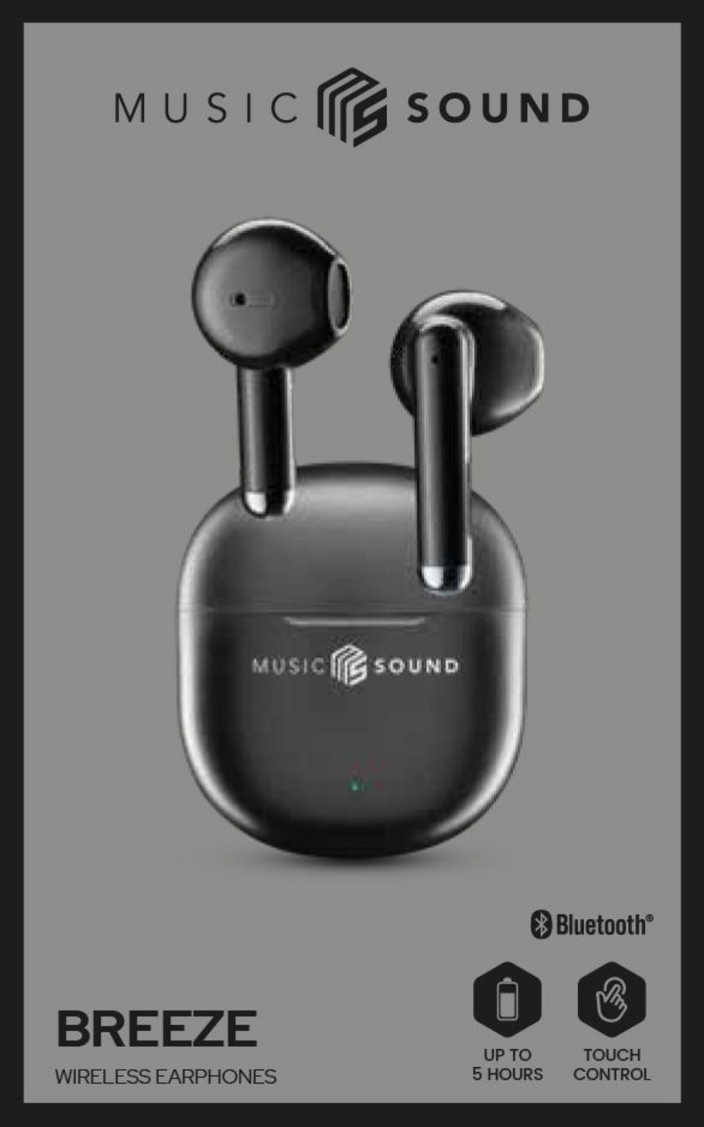 MusicSound Breeze -langattomat nappikuulokkeet, musta