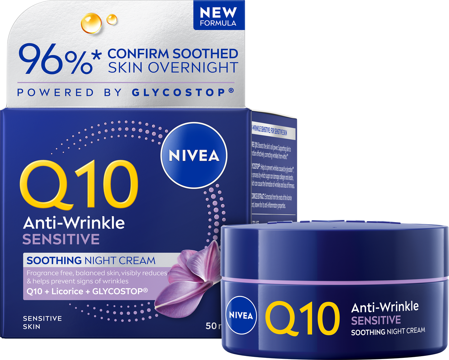 NIVEA 50ml Q10 Anti-Wrinkle Sensitive Soothing Night Cream -yövoide