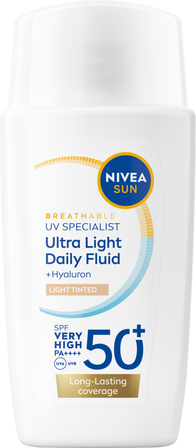 NIVEA SUN 40ml UV Face Specialist Ultra Light Daily Fluid Light Tinted SK50+ - sävyttävä aurinkosuoj
