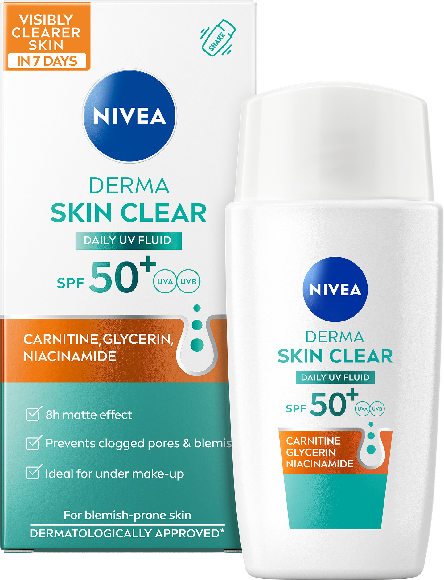 NIVEA 40ml Derma Skin Clear Daily UV Fluid SK50+ -päivävoide