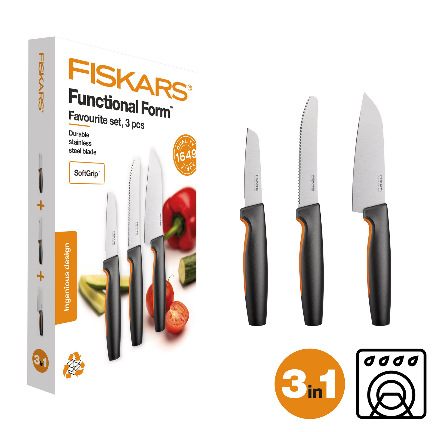 Fiskars Functional Form hedelmä ja vihannesveitsisetti