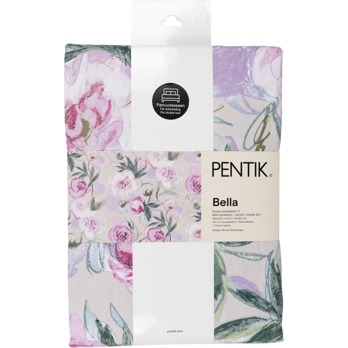 Pentik Bella parivuoteen pussilakanasetti 240x220 cm vaaleanpunainen