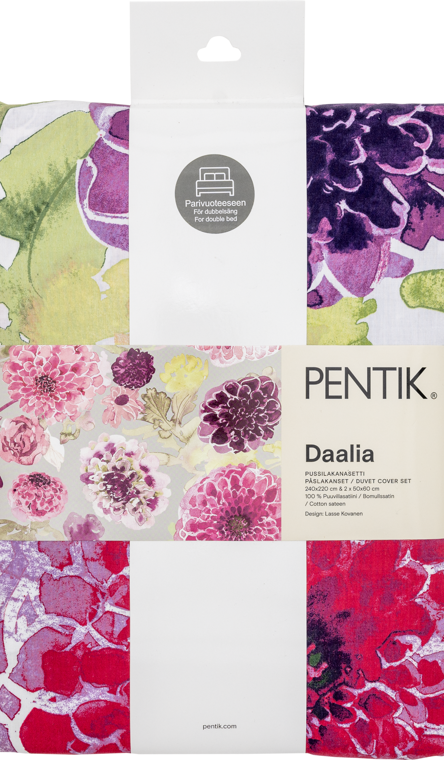 Pentik Daalia parivuoteen pussilakanasetti 240x220 cm vaaleanpunainen