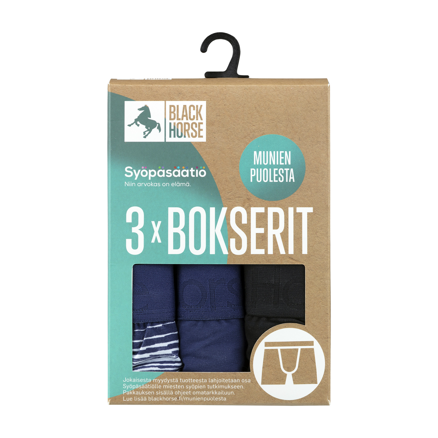 Black Horse Munien puolesta -bokserit 3kpl/pkt